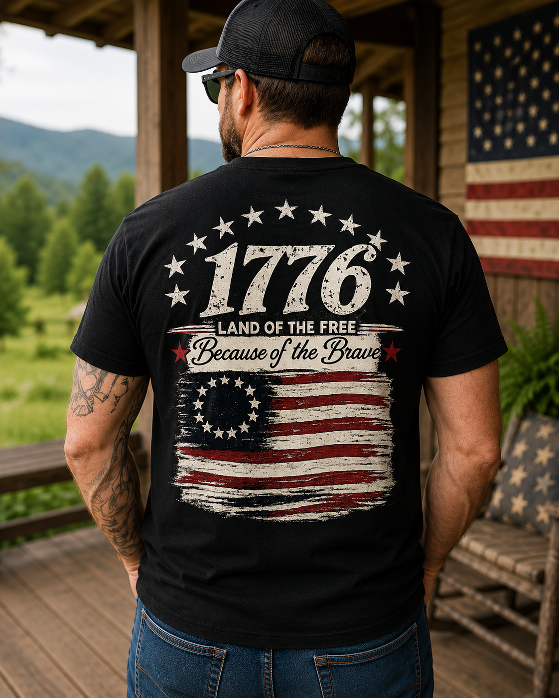 1776 Land of the Free Because of the Brave Shirt
