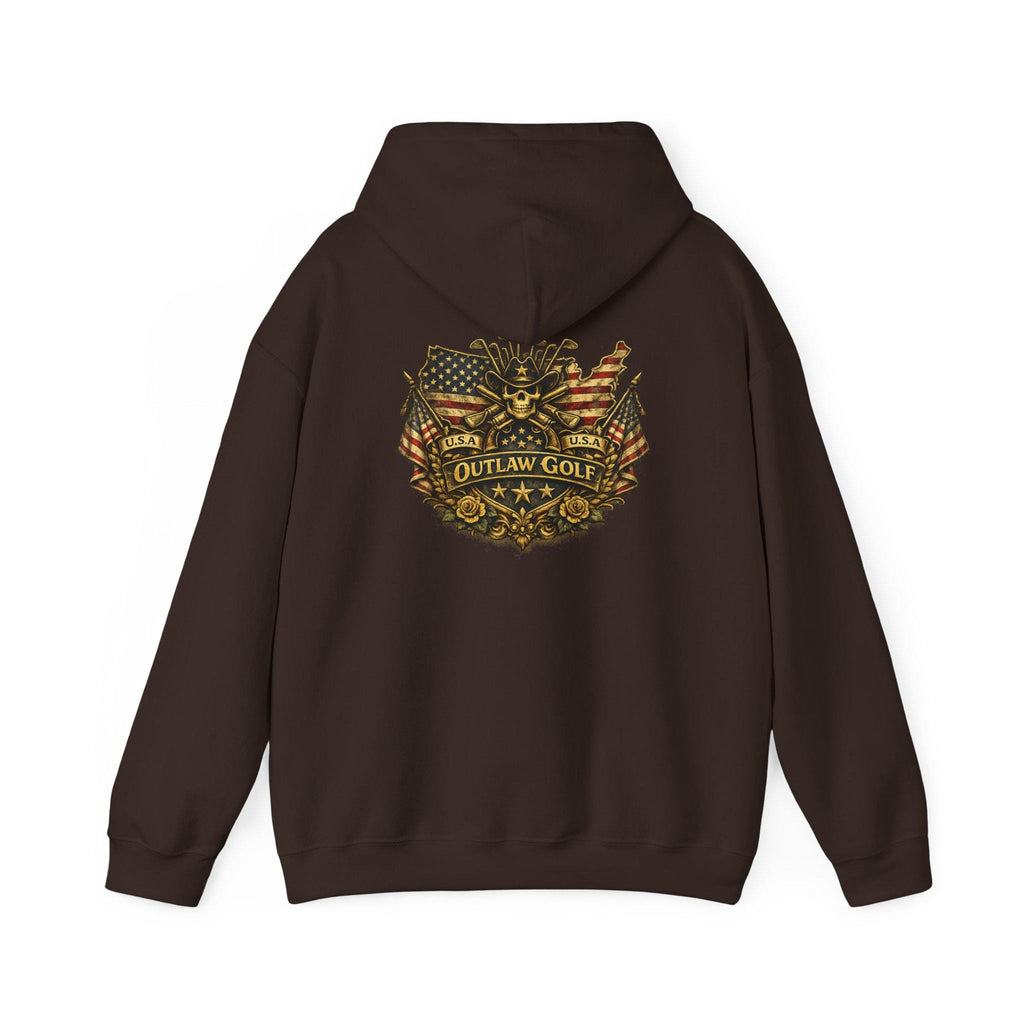 Outlaw Golf American Flag Skull Hoodie