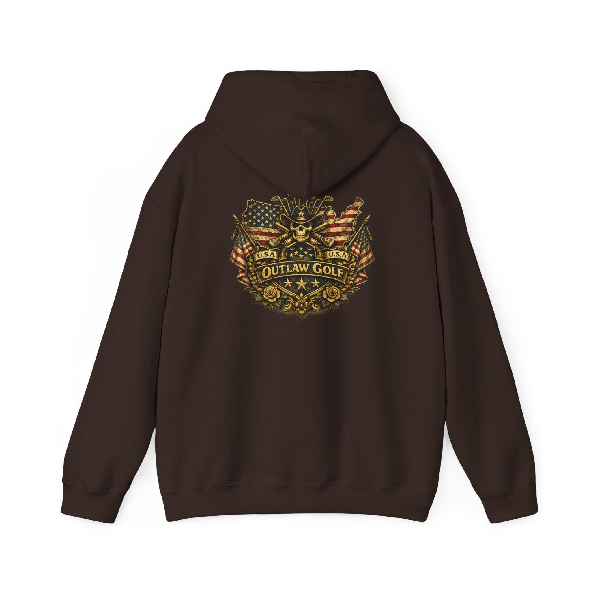 Outlaw Golf American Flag Skull Hoodie