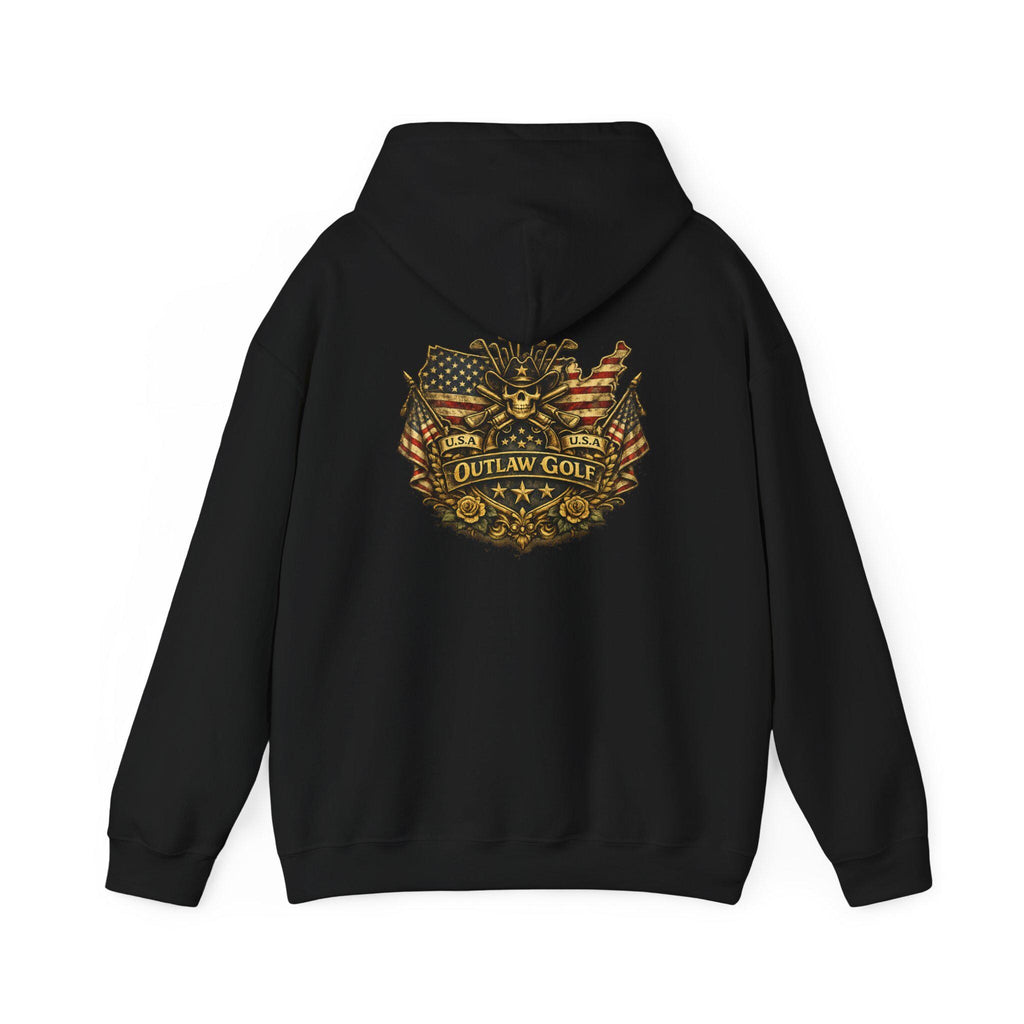 Outlaw Golf American Flag Skull Hoodie