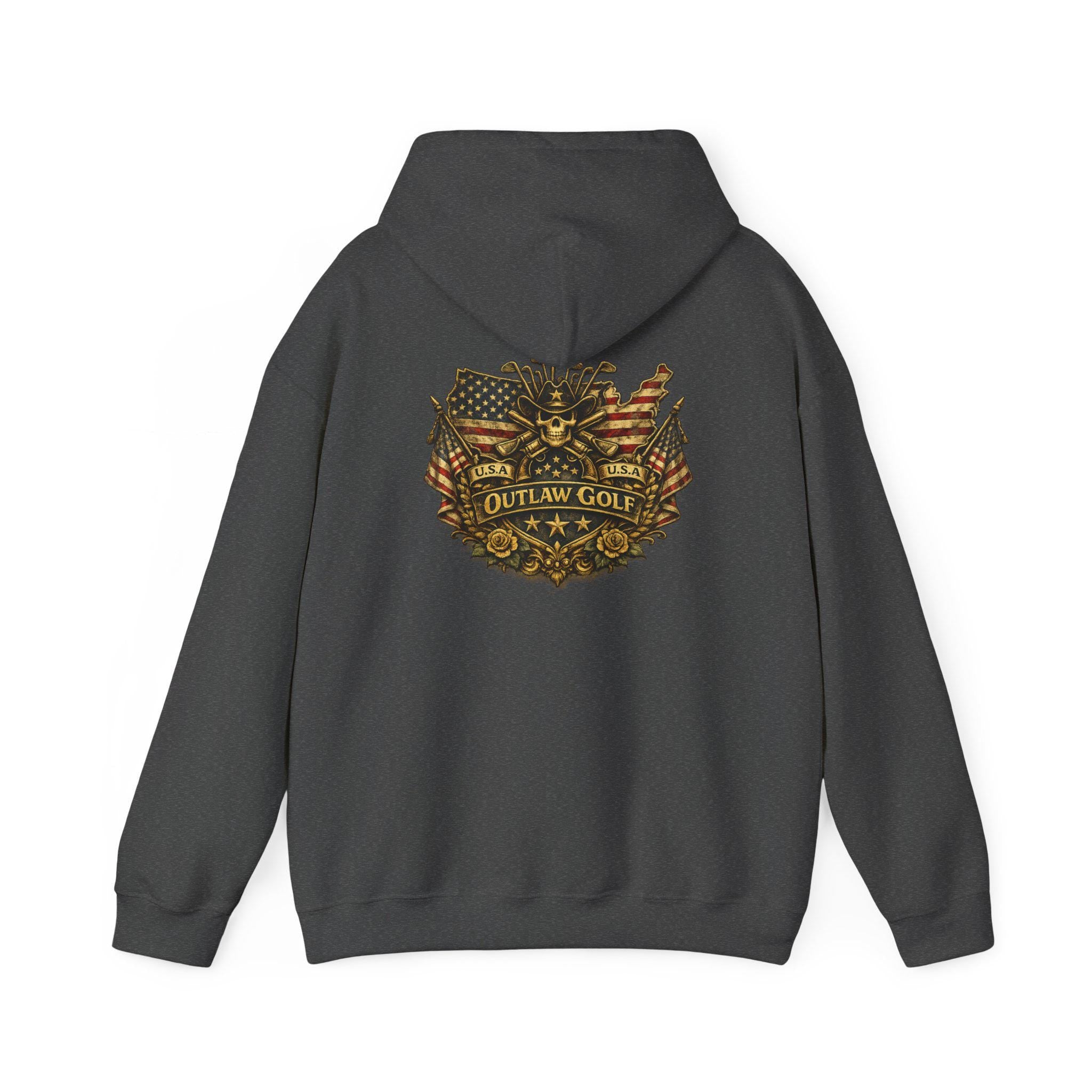 Outlaw Golf American Flag Skull Hoodie