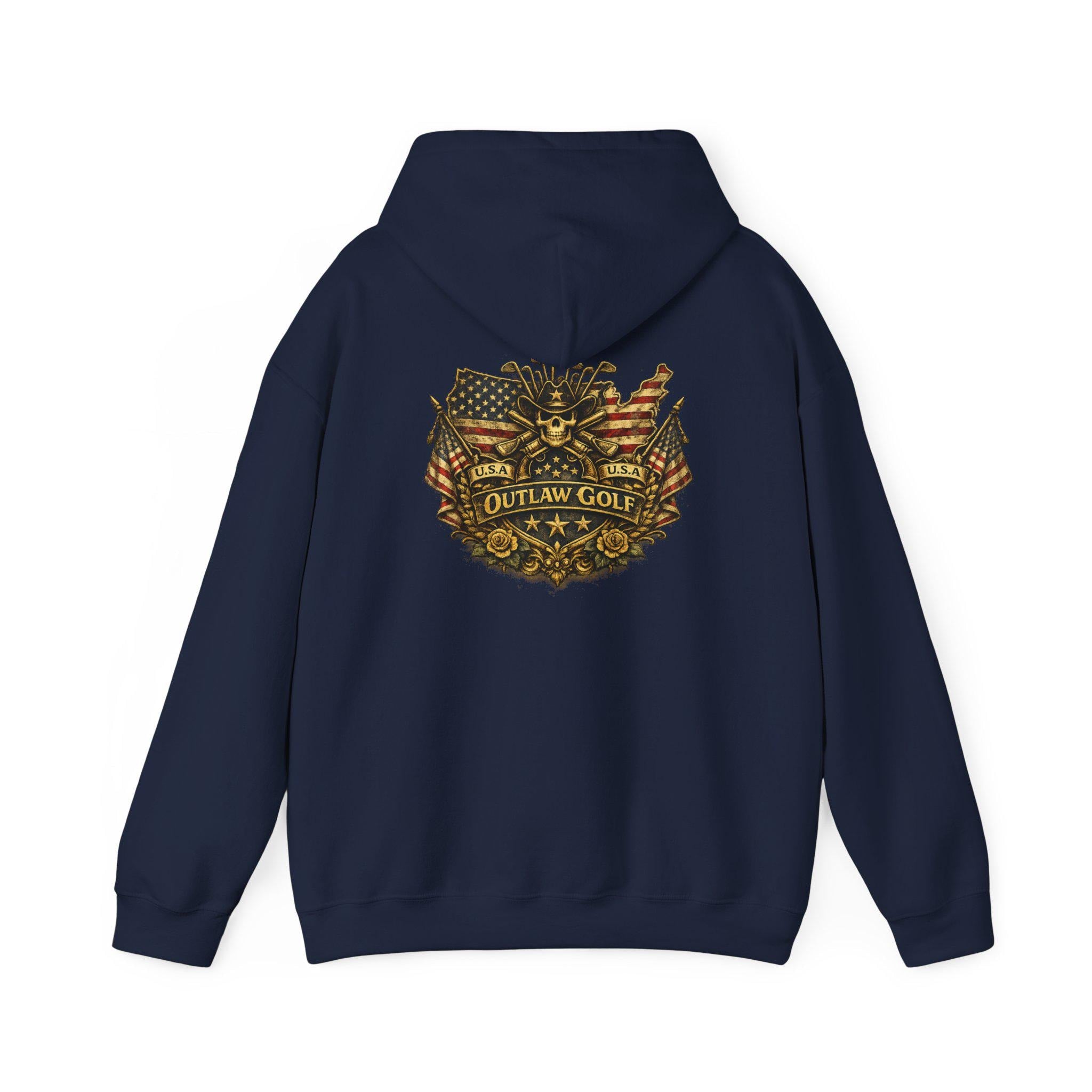 Outlaw Golf American Flag Skull Hoodie
