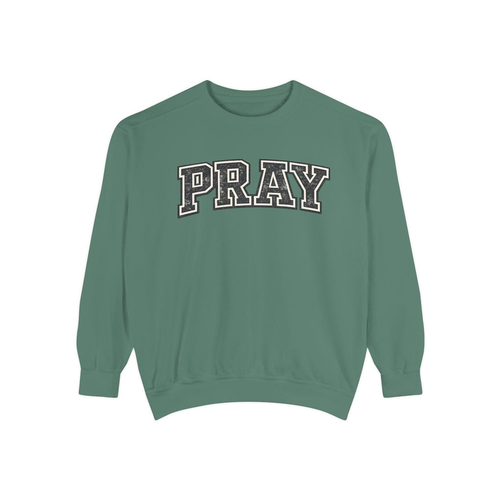 PRAY Sweatshirt: Distressed Vintage Christian Faith Apparel