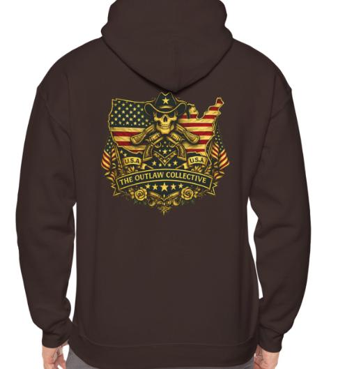 Outlaw Skull & American Flag Hoodie