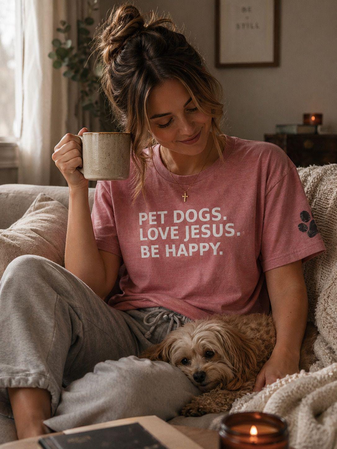 Pet Dogs Love Jesus Be Happy Tee