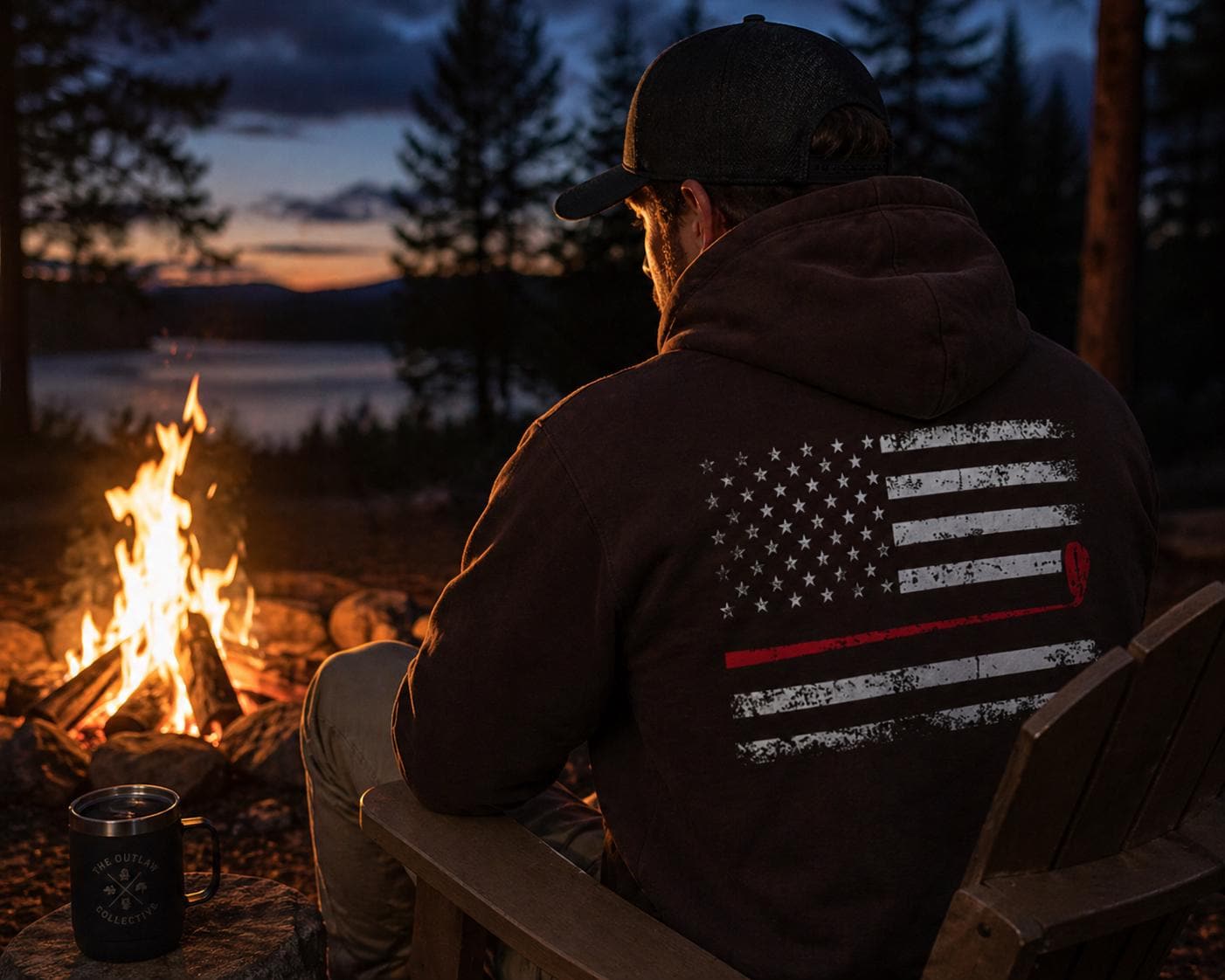 Thin Red Line American Flag Hoodie