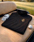 Gold Golf Monogram Logo Quarter-Zip Pullover
