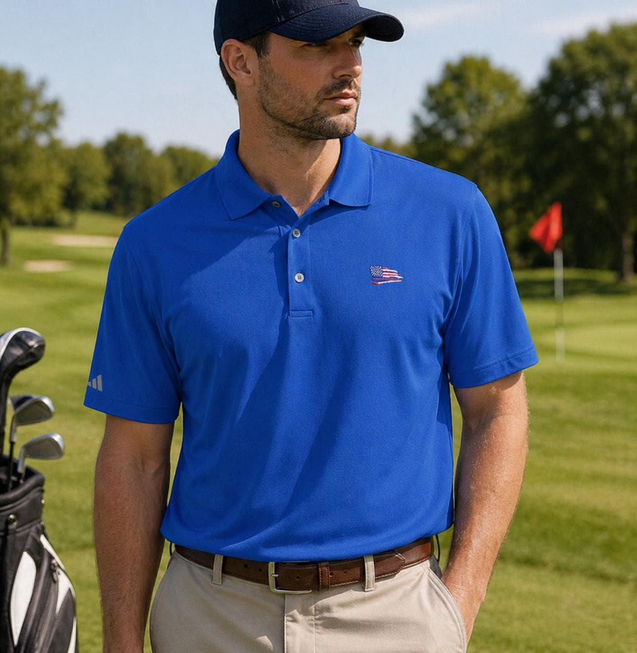 American Flag Golf Polo