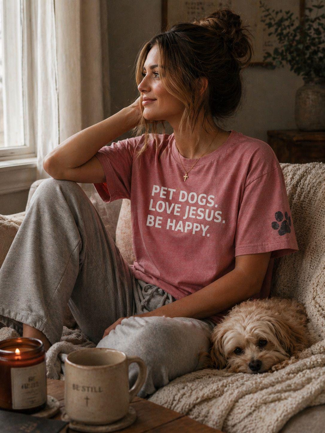 Pet Dogs Love Jesus Be Happy Tee